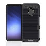 Wholesale Galaxy S9 Credit Card Armor Hybrid Case (Black)